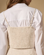 Camisa de tiras con bordado floral - Beige