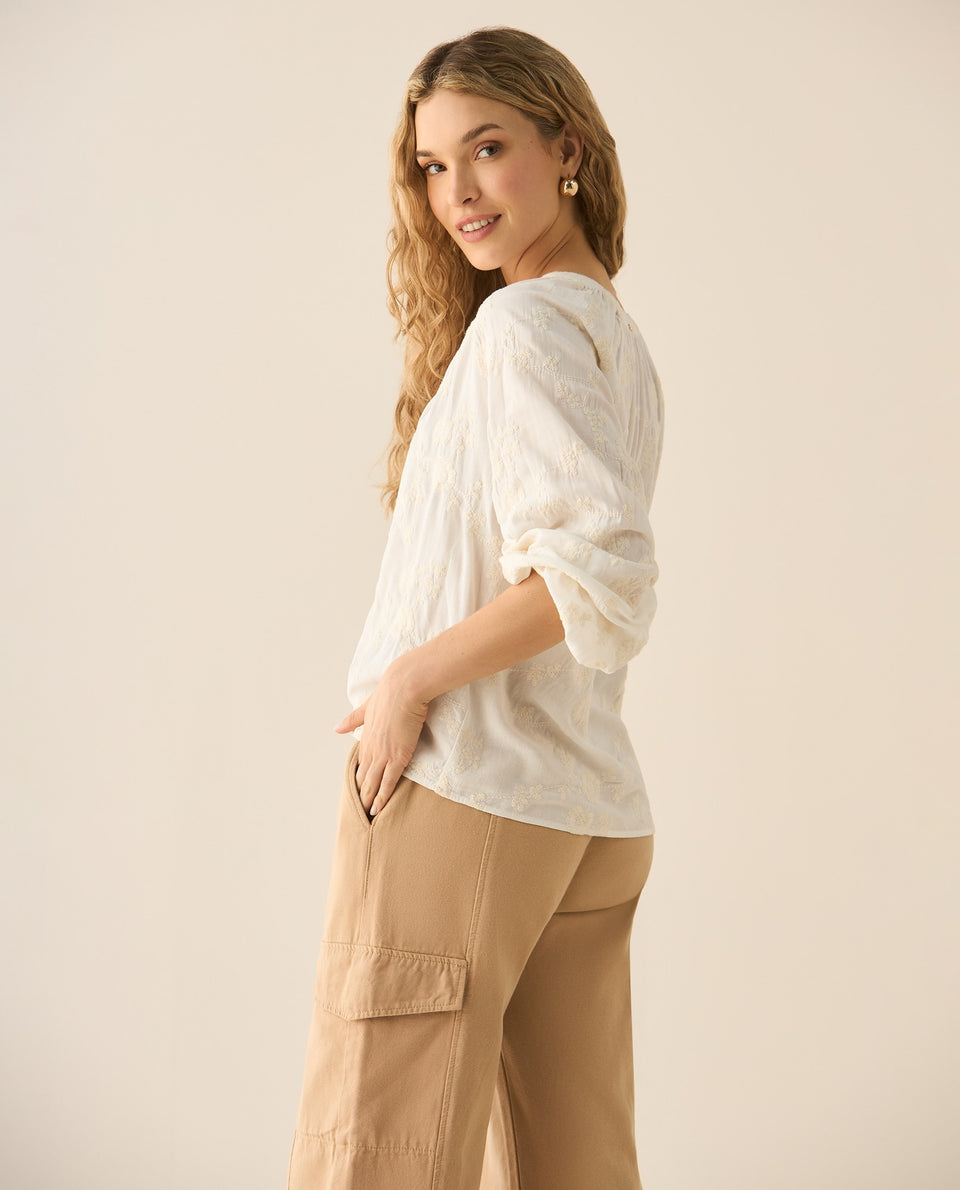 Camisa manga larga clásica para mujer - Blanco 34_613G025_BLA114202_4