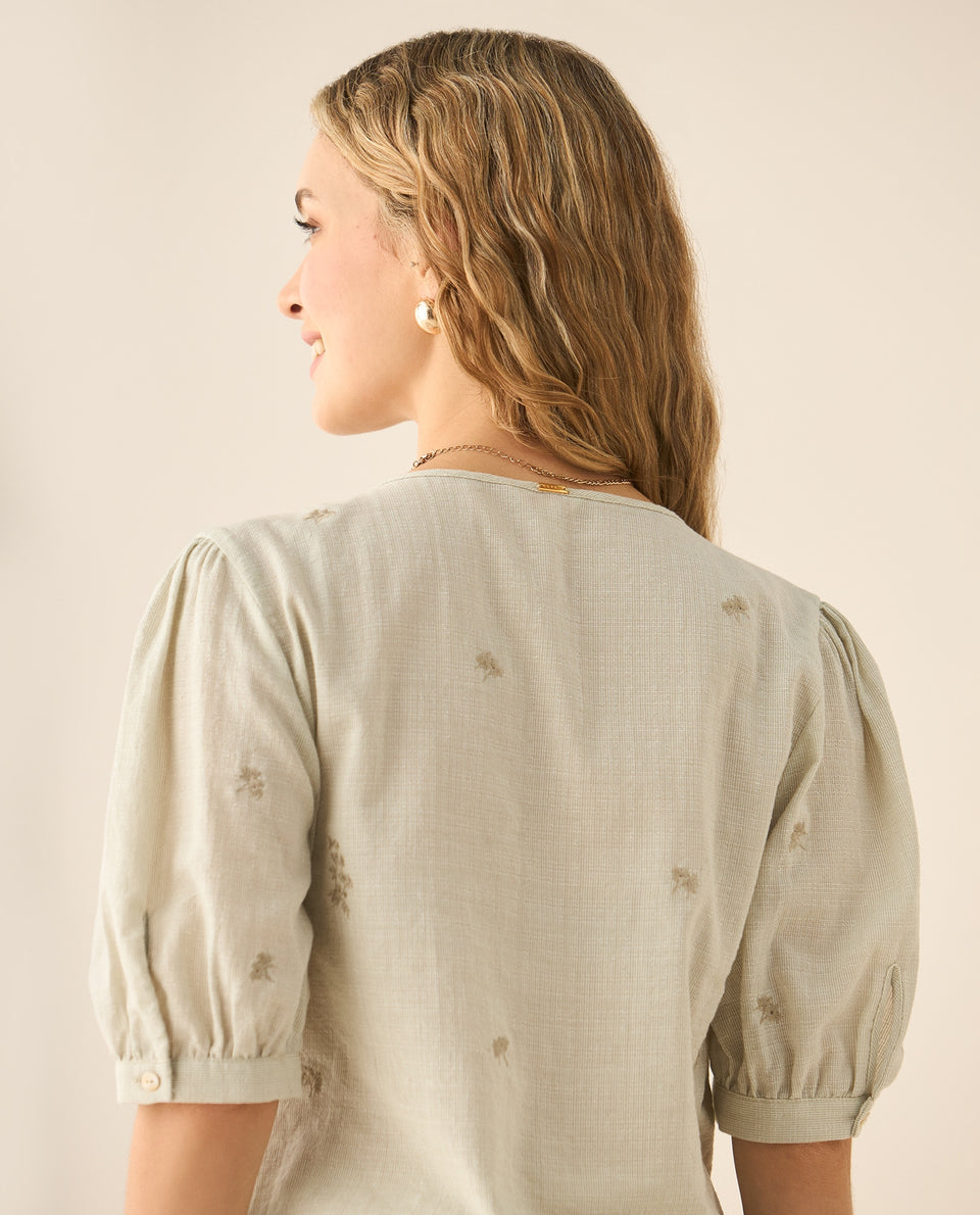 Camisa cuello nerú con bordados para mujer - Verde 34_613G026_VER170620_5