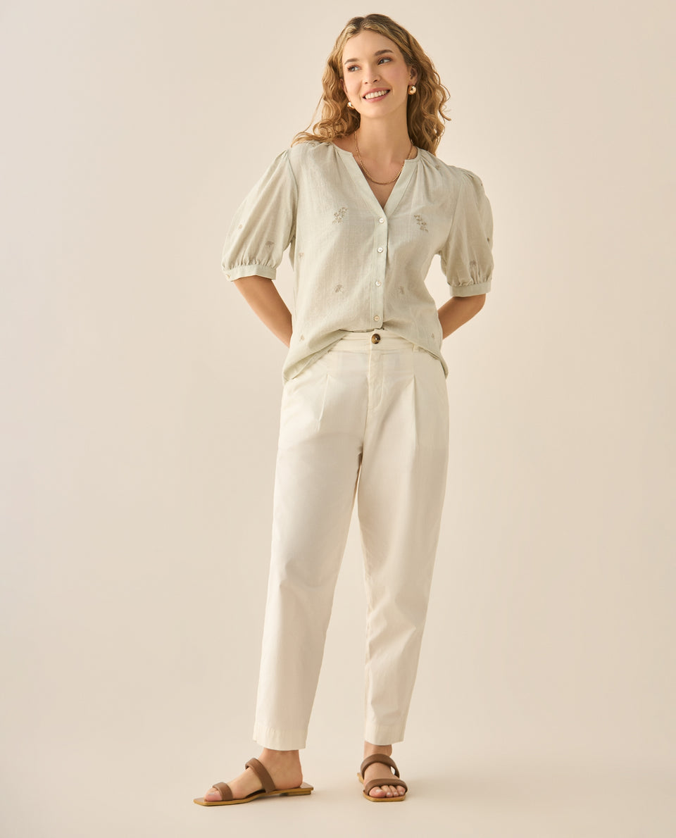 Camisa cuello nerú con bordados para mujer - Verde 34_613G026_VER170620_6