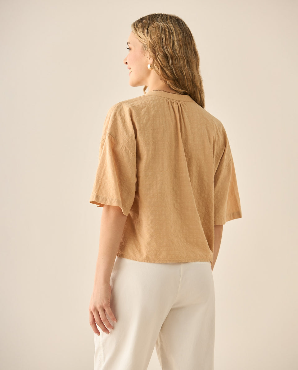 Camisa con escote en V para mujer - Beige 34_613G033_BEI151220_5