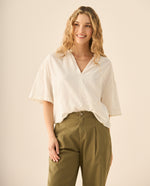 Camisa con escote en V para mujer - Blanco