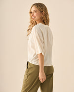 Camisa con escote en V para mujer - Blanco