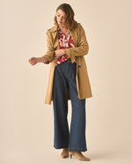 Camisa con media perilla de botones para mujer - Rojo