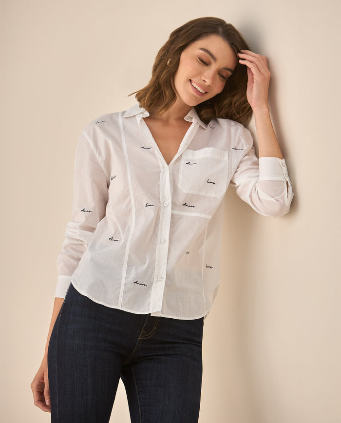 Camisa clásica manga larga para mujer - Blanco 34_613G043_BLA110601_3