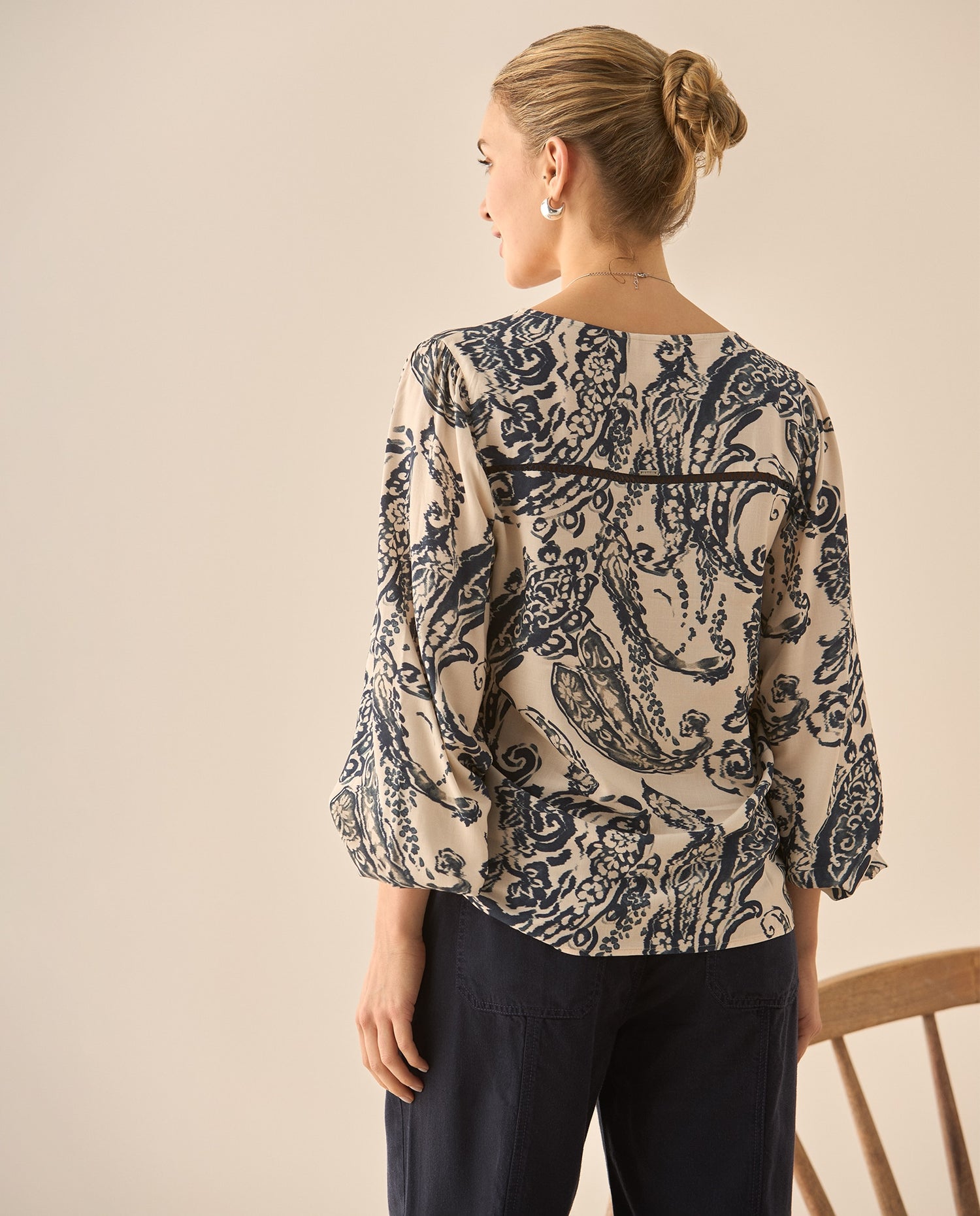 Camisa escote en V estampada para - Azul