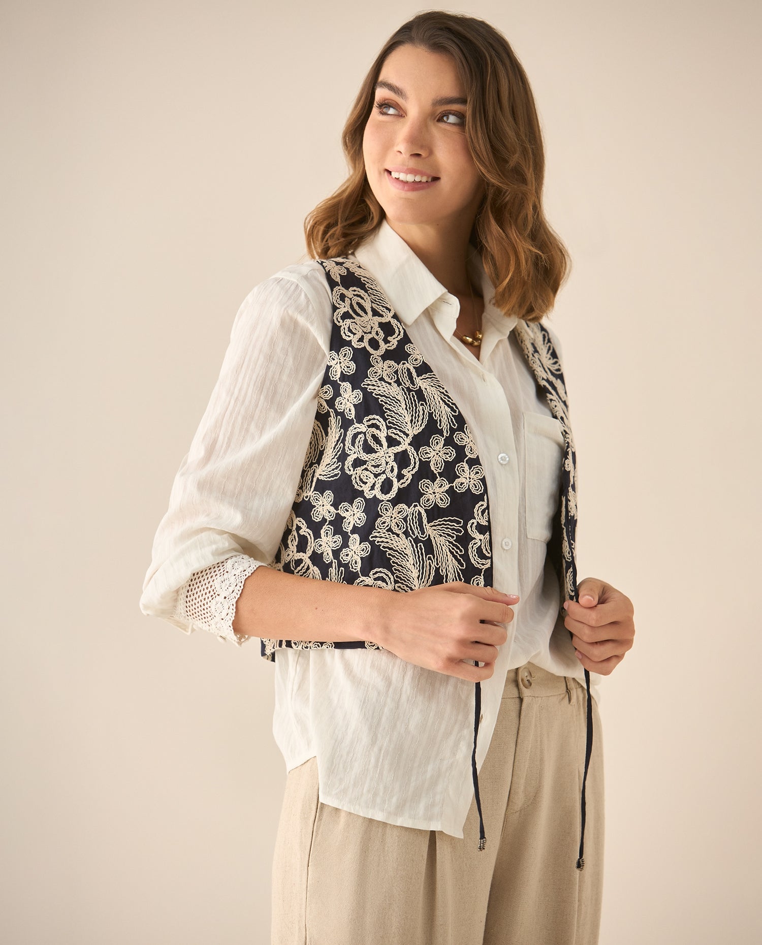 Camisa manga sisa tipo chaleco para mujer - Azul