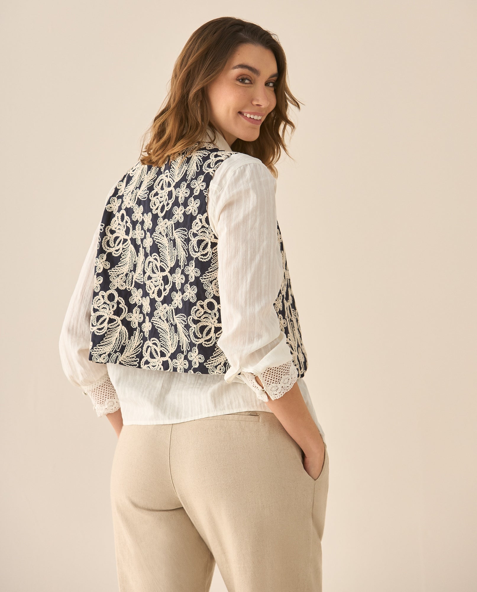 Camisa manga sisa tipo chaleco para mujer - Azul 34_613G050_AZU193923_4