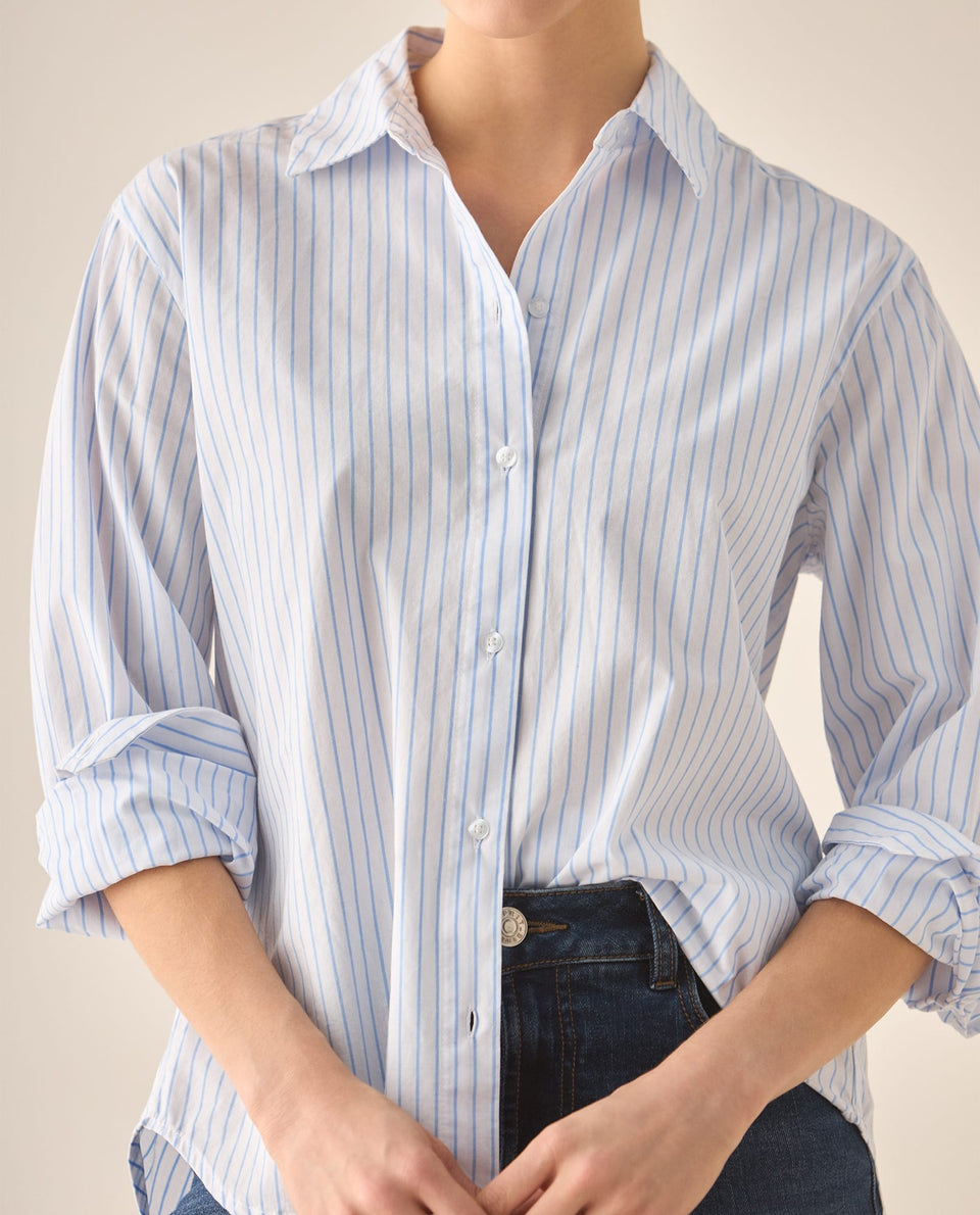 Camisa manga larga de diseño a rayas para mujer  - Blanco 34_613G060_BLA110601_3