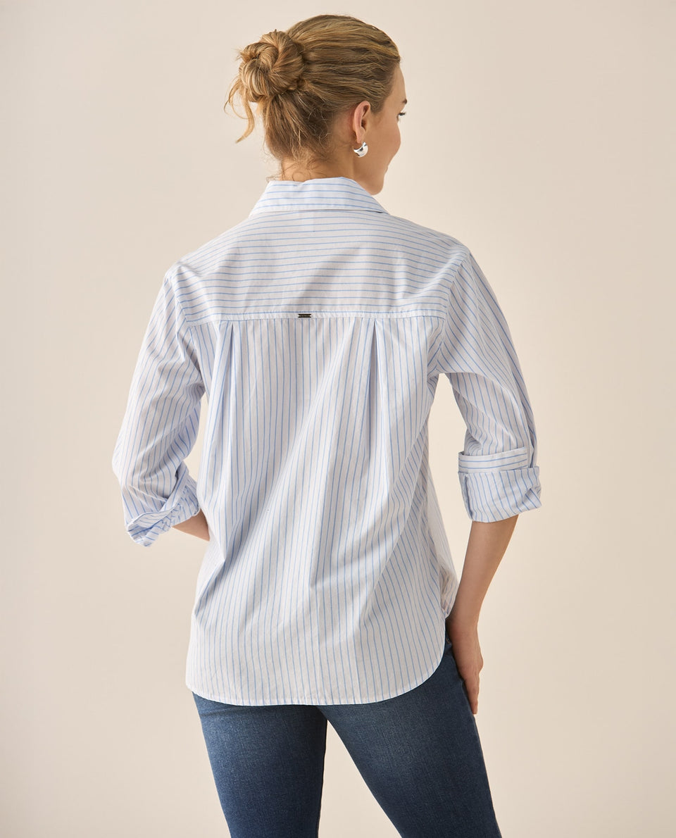 Camisa manga larga de diseño a rayas para mujer  - Blanco 34_613G060_BLA110601_4