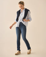 Camisa manga larga de diseño a rayas para mujer  - Blanco