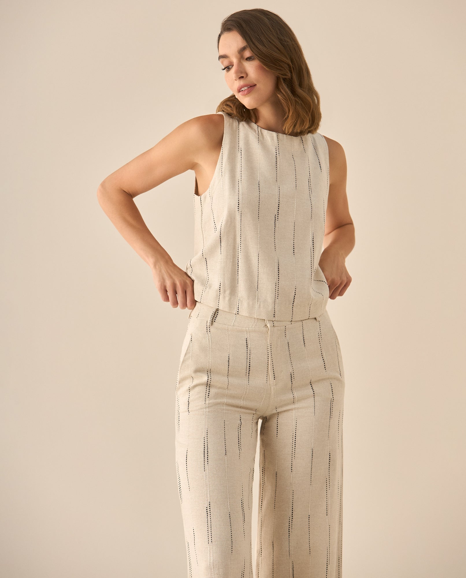 Camisa manga sisa cuello redondo para mujer  - Blanco 34_613G093_BLA120601_0