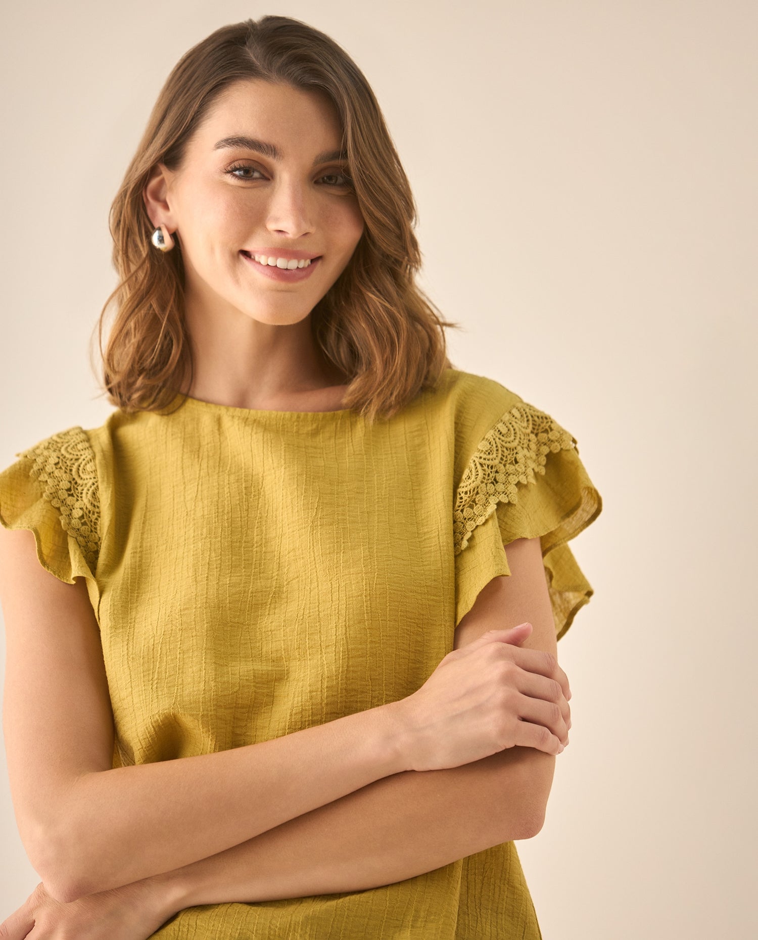 Camisa con bolero y tejido en mangas para mujer  - Verde