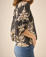 Camisa manga larga amplia con detalle de tablas para mujer  - Negro