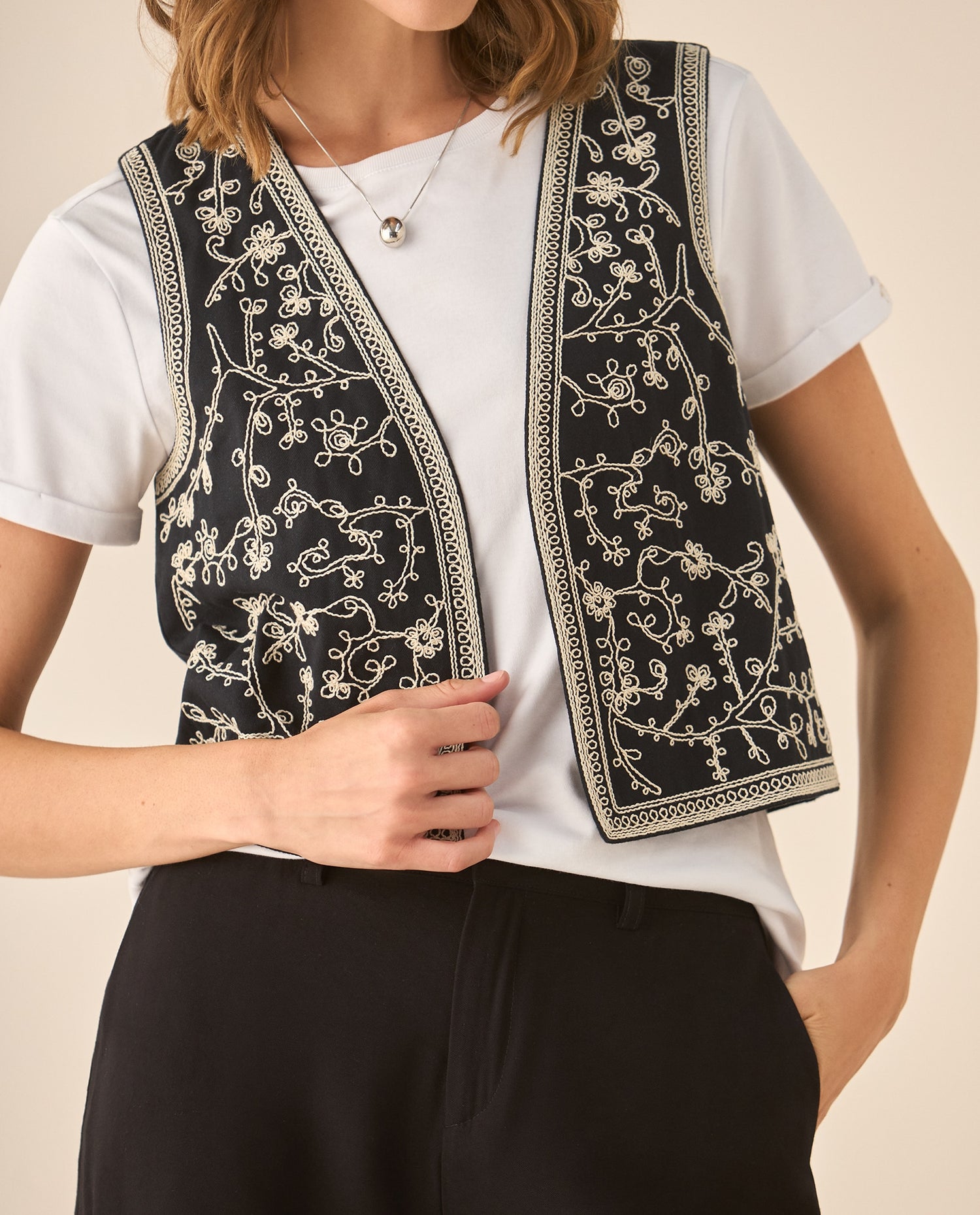 Camisa tipo chaleco para mujer - Negro