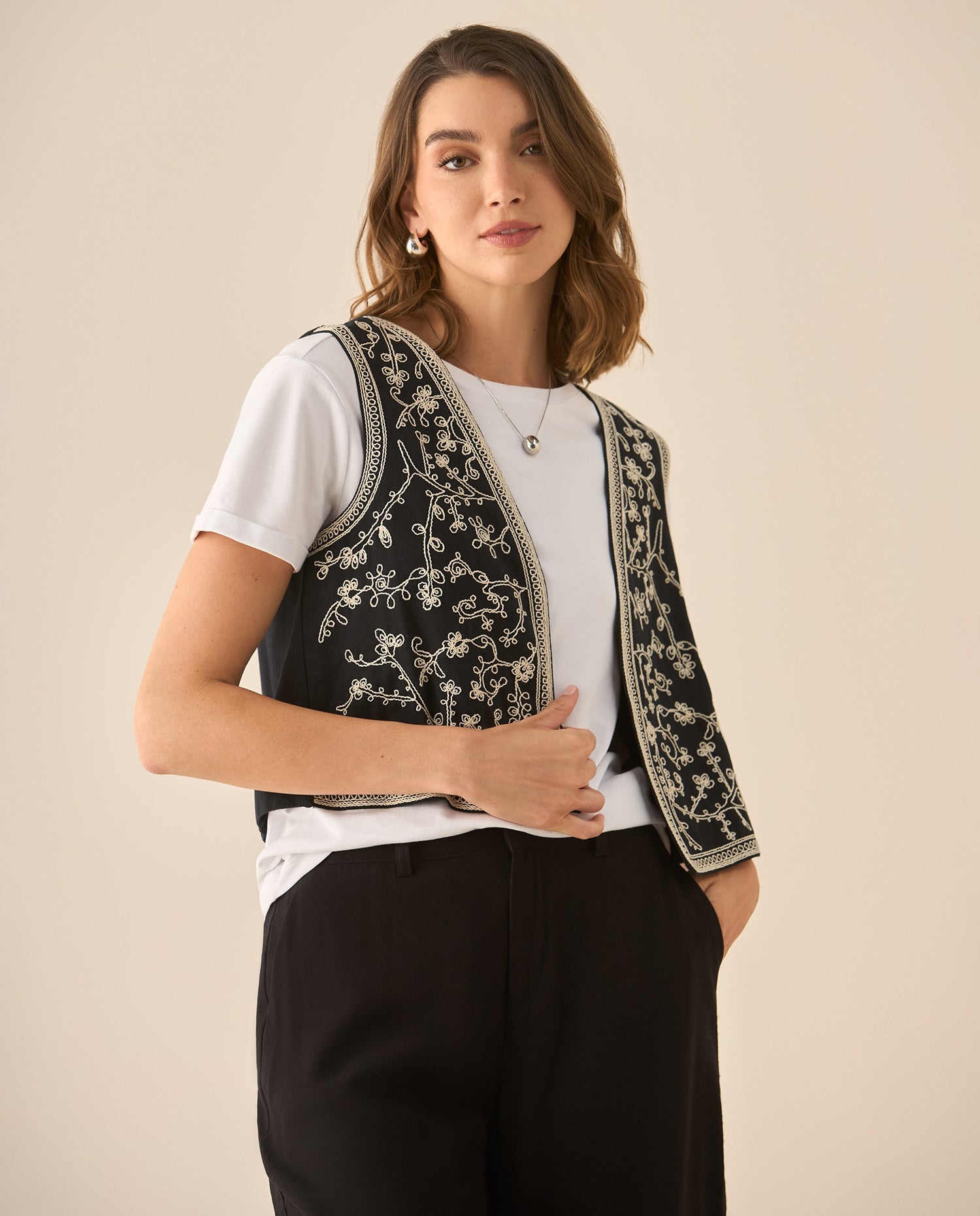 Camisa tipo chaleco para mujer - Negro