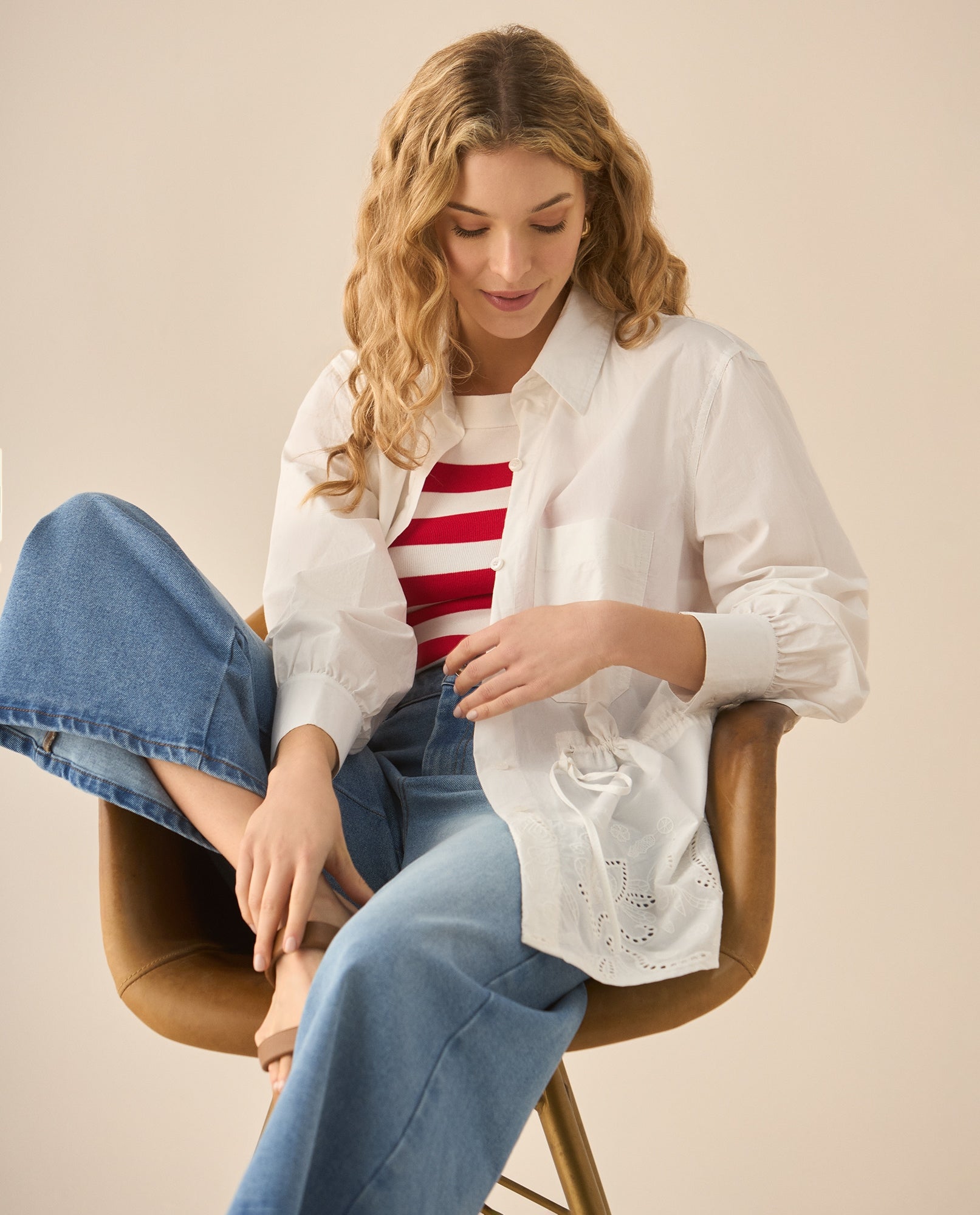 Camisa manga larga con bordado para mujer  - Blanco 34_613G215_BLA114202_0