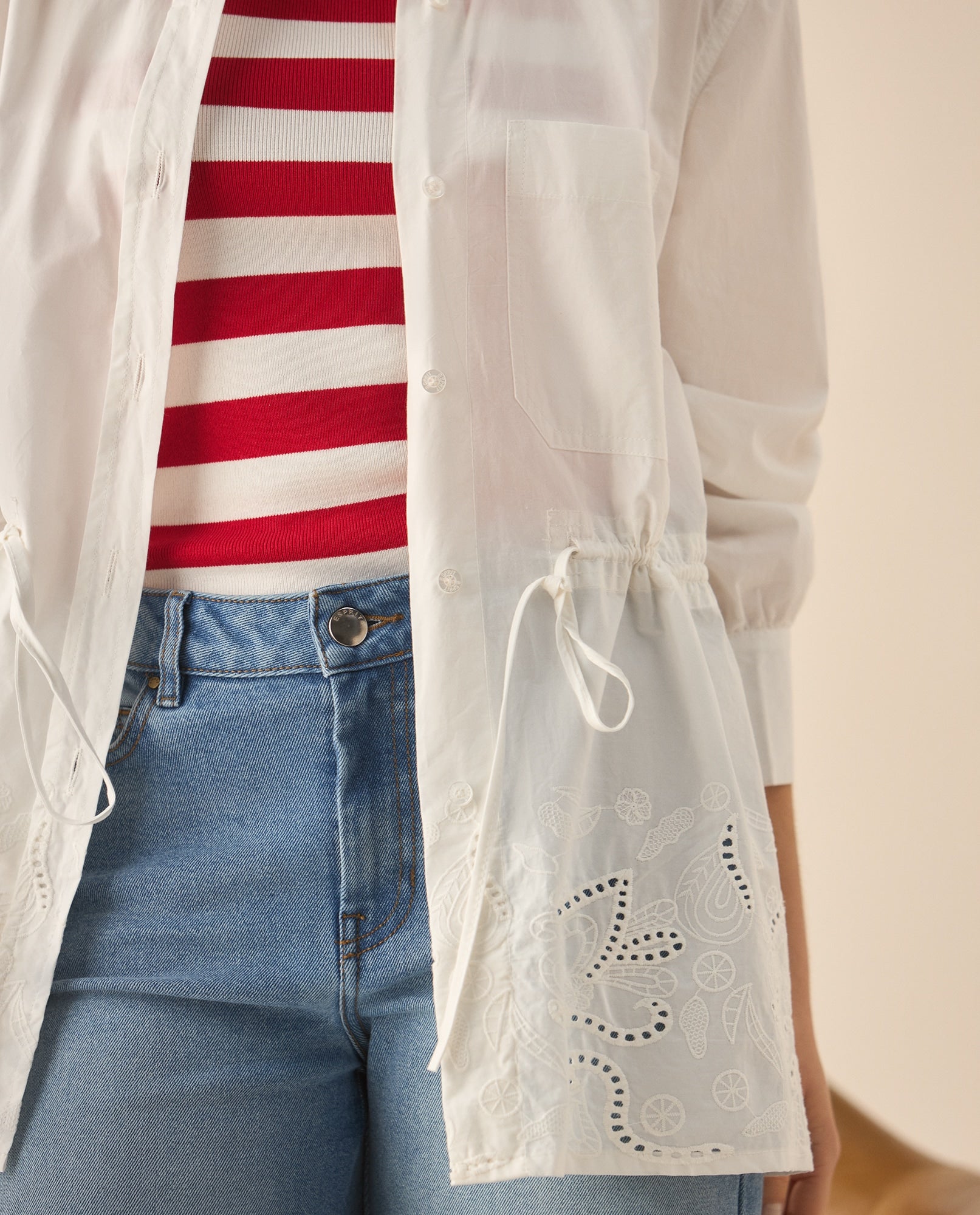 Camisa manga larga con bordado para mujer  - Blanco 34_613G215_BLA114202_4