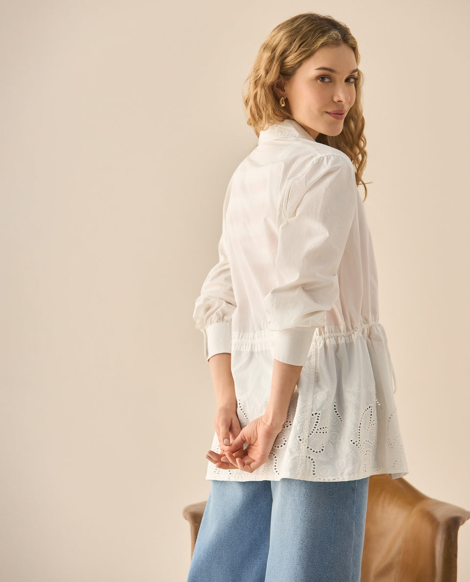 Camisa manga larga con bordado para mujer  - Blanco 34_613G215_BLA114202_5