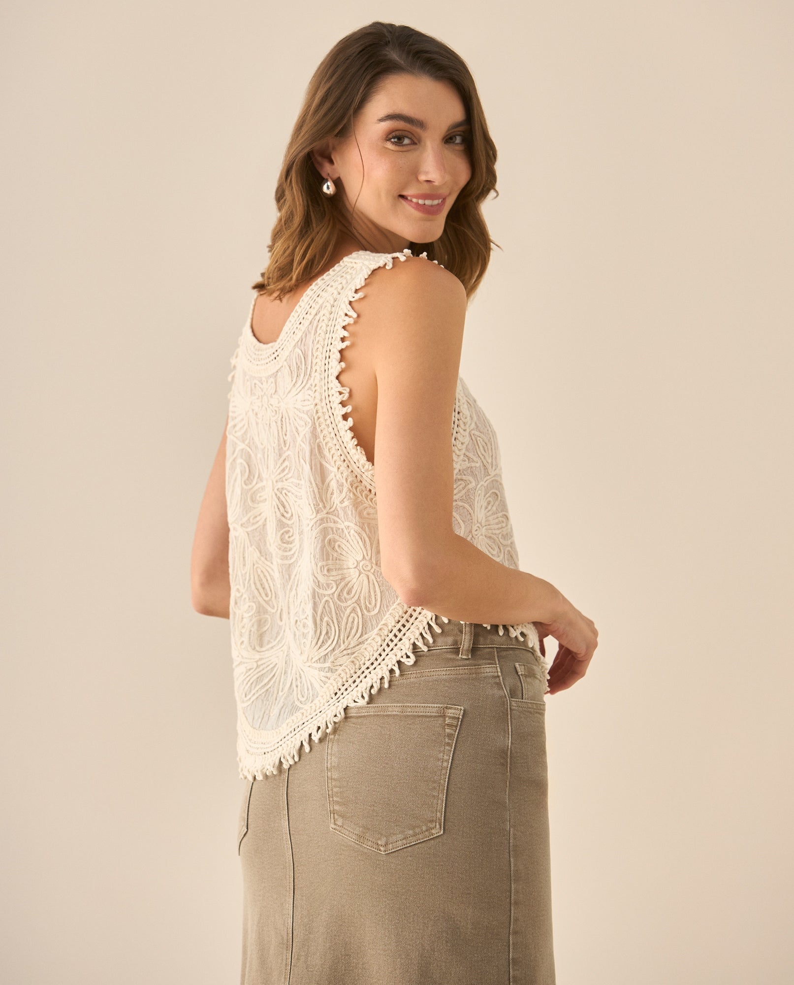 Camisa manga sisa tejida para mujer - Crudo 34_613G292_CRU120703_4