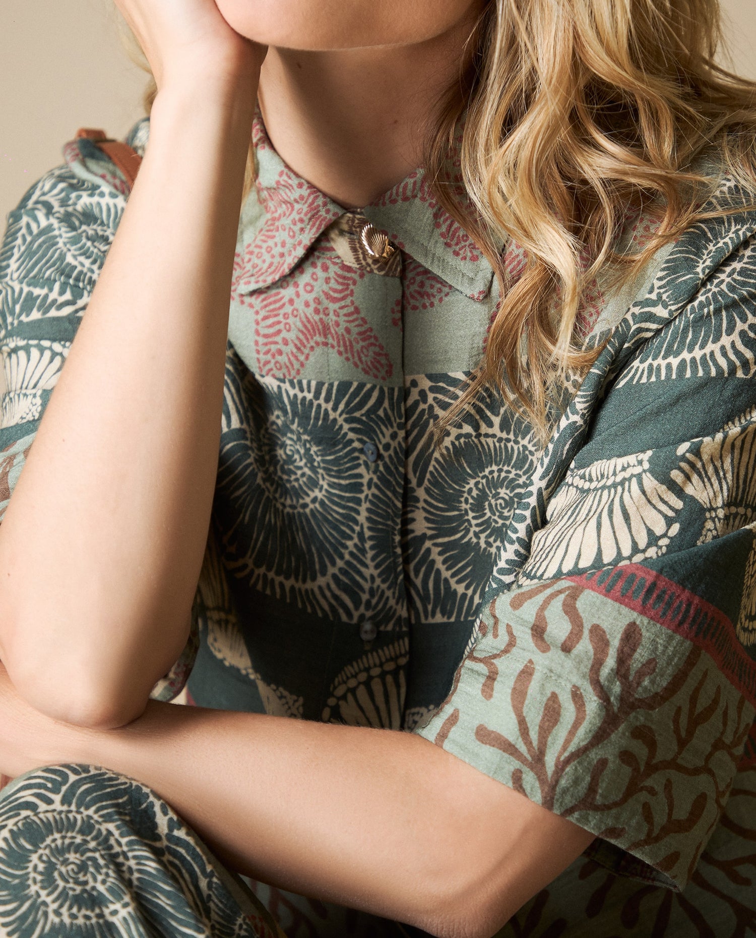 Camisa estampada manga corta - Verde