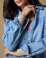 Camisa denim manga larga - Azul