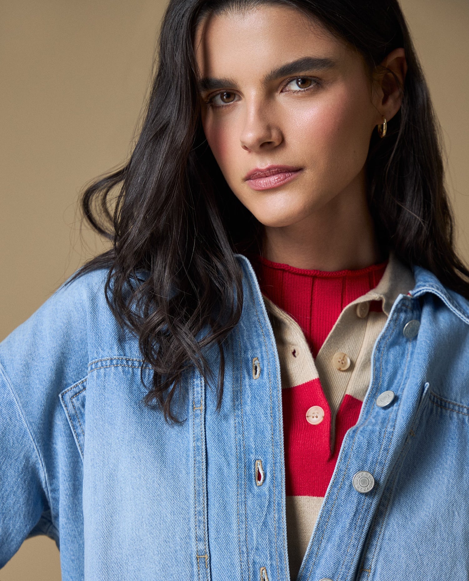 Camisa denim manga larga - Azul