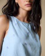 Camisa manga sisa cuello redondo - Azul