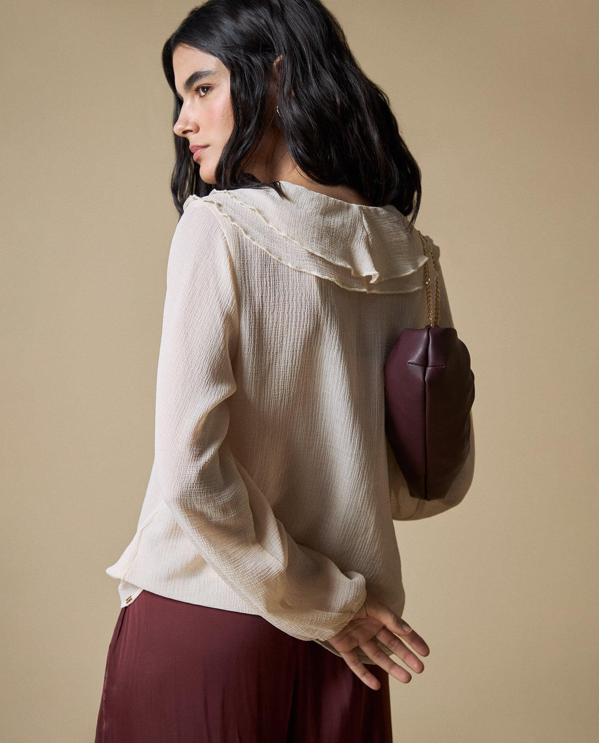 Camisa M/L Cuello V Volantes - Crudo 34_613H027_CRU130907_5