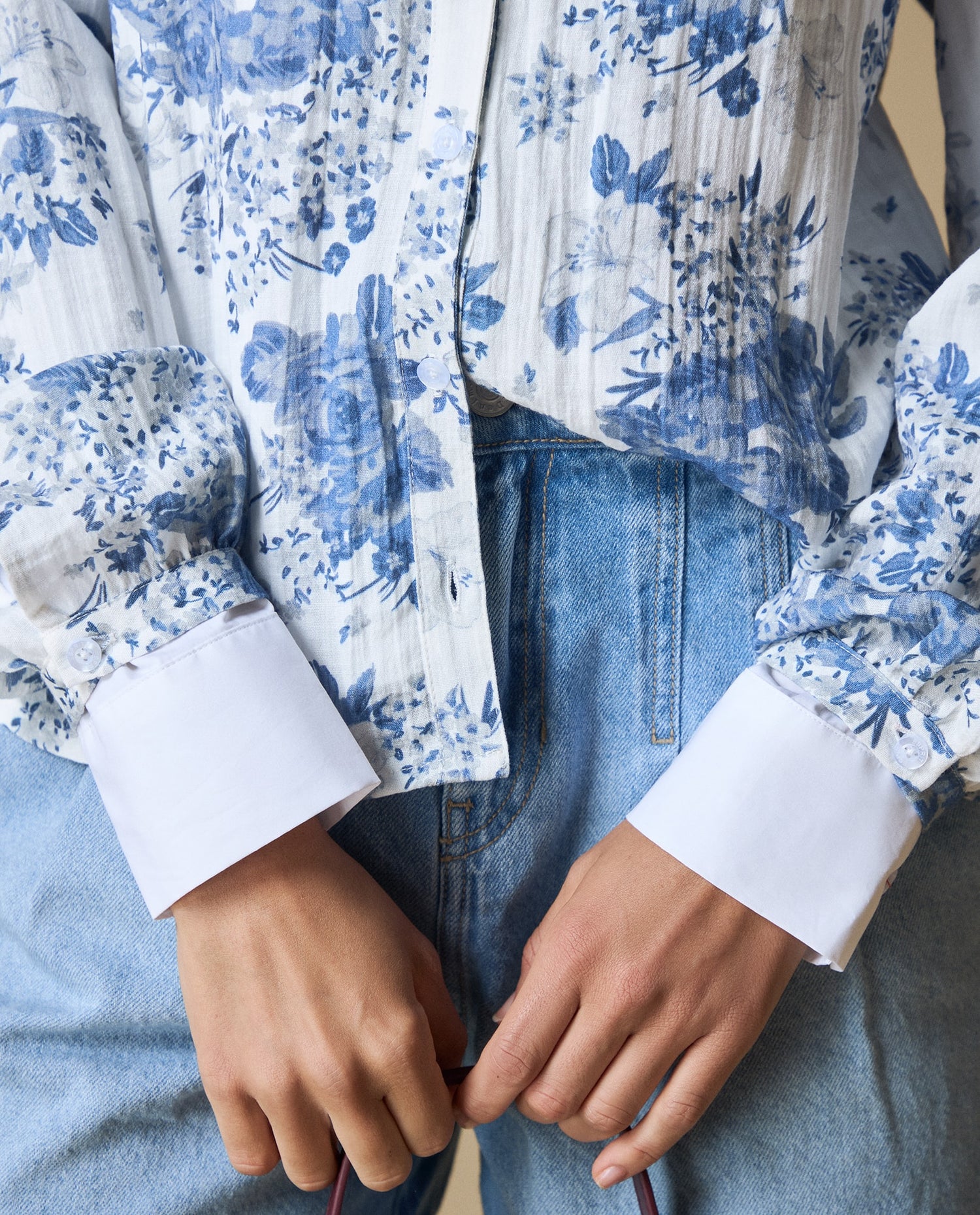 Camisa Neru Manga Larga Estampada - Crudo
