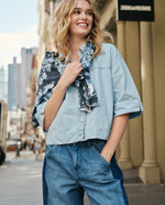 Camisa manga 3/4 denim ligero - Azul