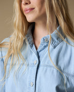 Camisa manga 3/4 denim ligero - Azul