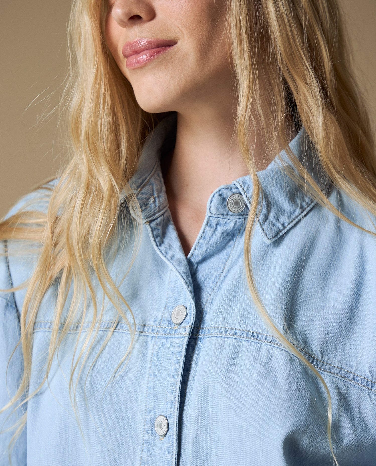Camisa manga 3/4 denim ligero - Azul