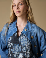 Camisa Manga Corta Floral - Azul