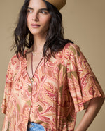 Camisa Manga Corta Estampada - Naranja