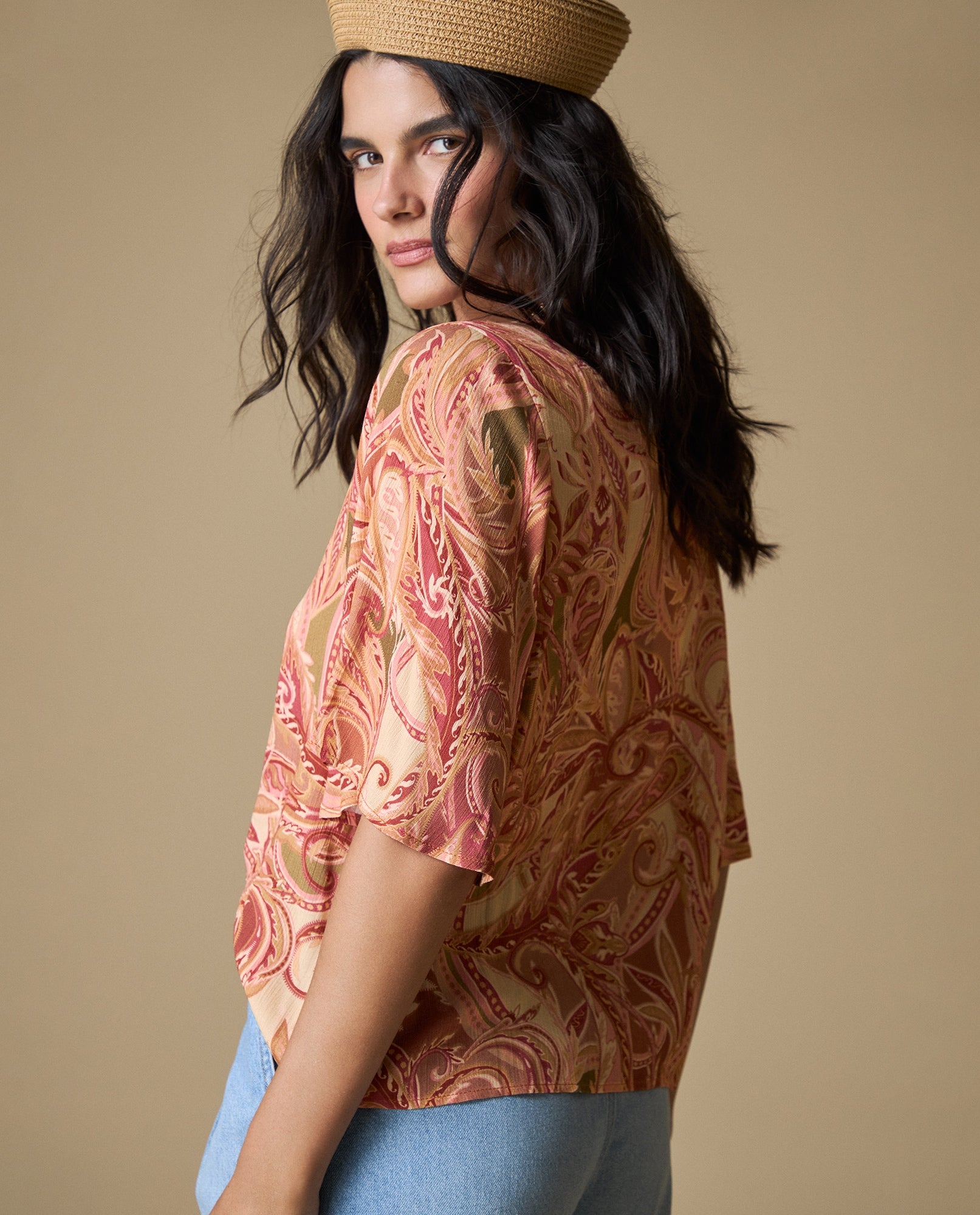 Camisa Manga Corta Estampada - Naranja 34_613H049_NAR171540_5