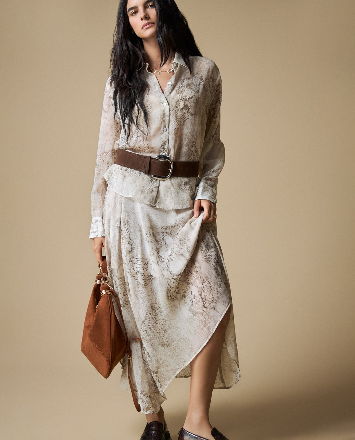 Camisa manga larga estampado serpiente - Beige 34_613H050_BEI151307_3