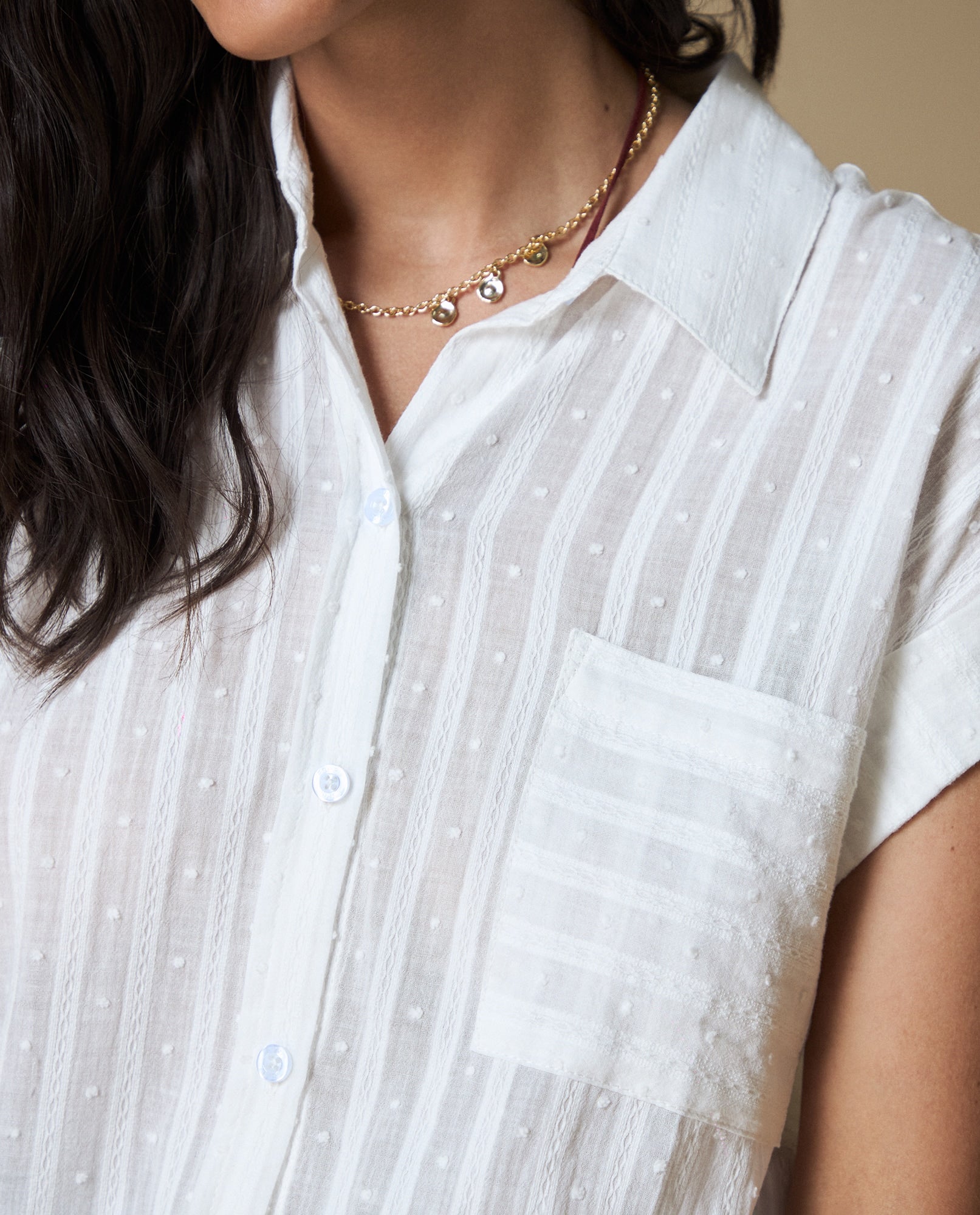 Camisa diseño de rayas y puntos en relieve - Blanco 34_613H055_BLA114001_3
