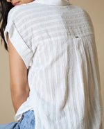 Camisa Manga Corta Rayada - Blanco