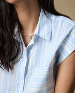 Camisa M/C Rayas Azules - Crudo