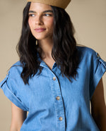 Camisa manga corta denim ligero - Azul