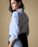 Camisa Manga 3/4 Bordada - Azul