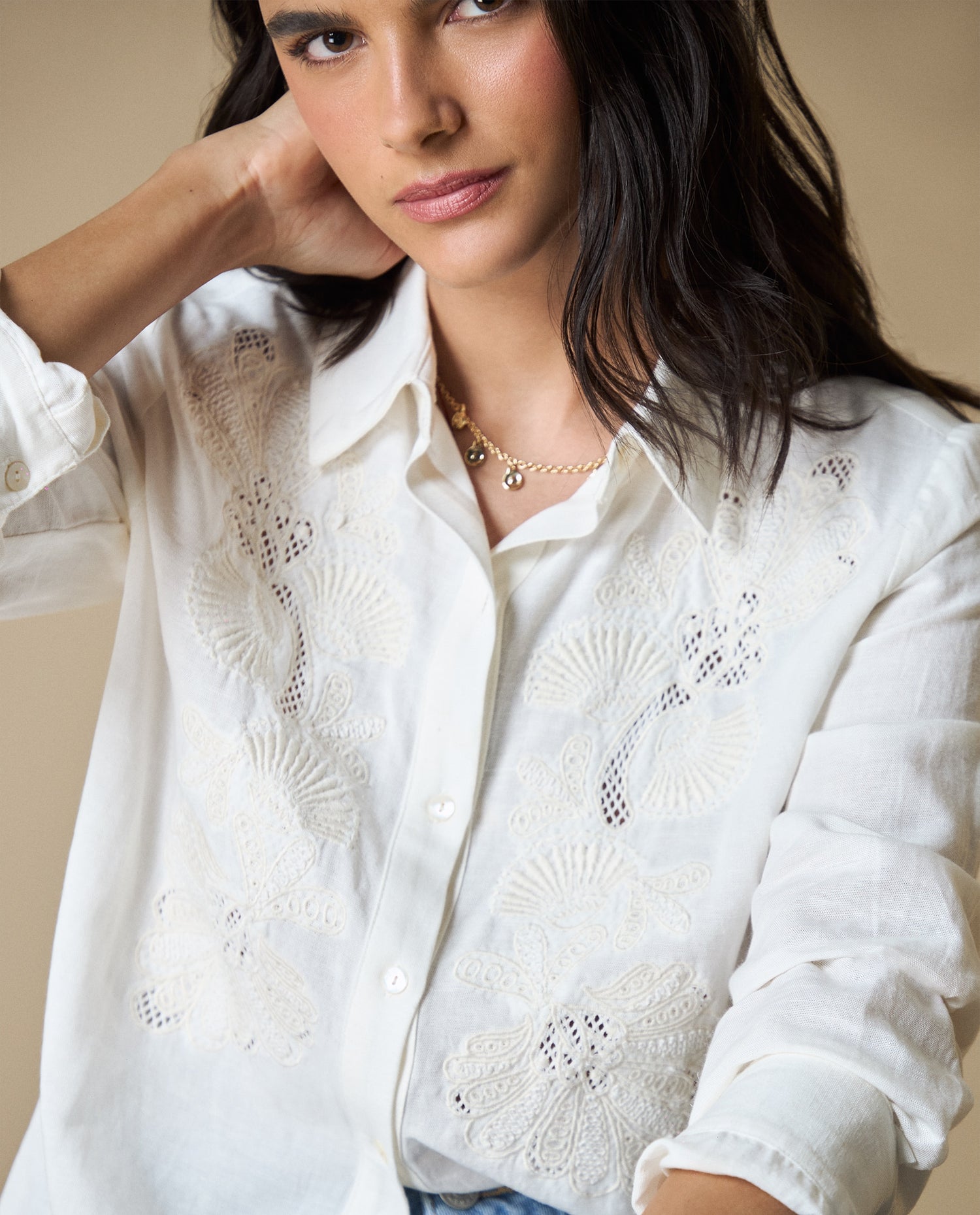Camisa manga larga camisera - Crudo