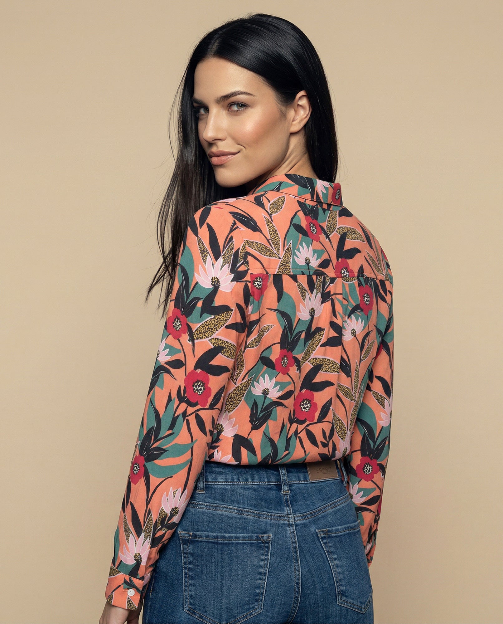 Camisa manga larga estampada floral en viscosa - Rosa 34_615F001_ROS161620_4