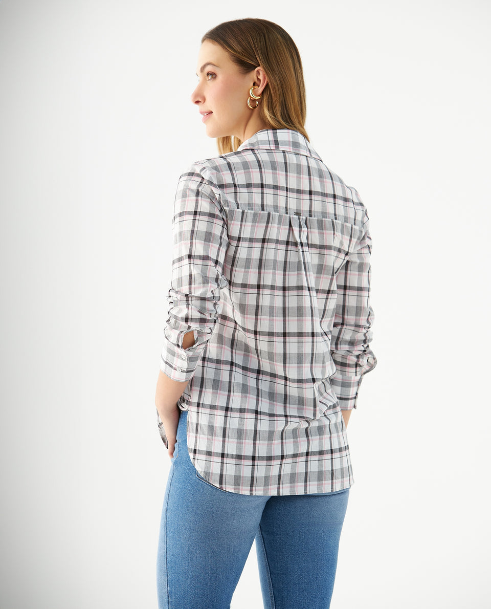 Camisa con diseño a cuadros para mujer - Crudo 34_615F003_CRU110602_5