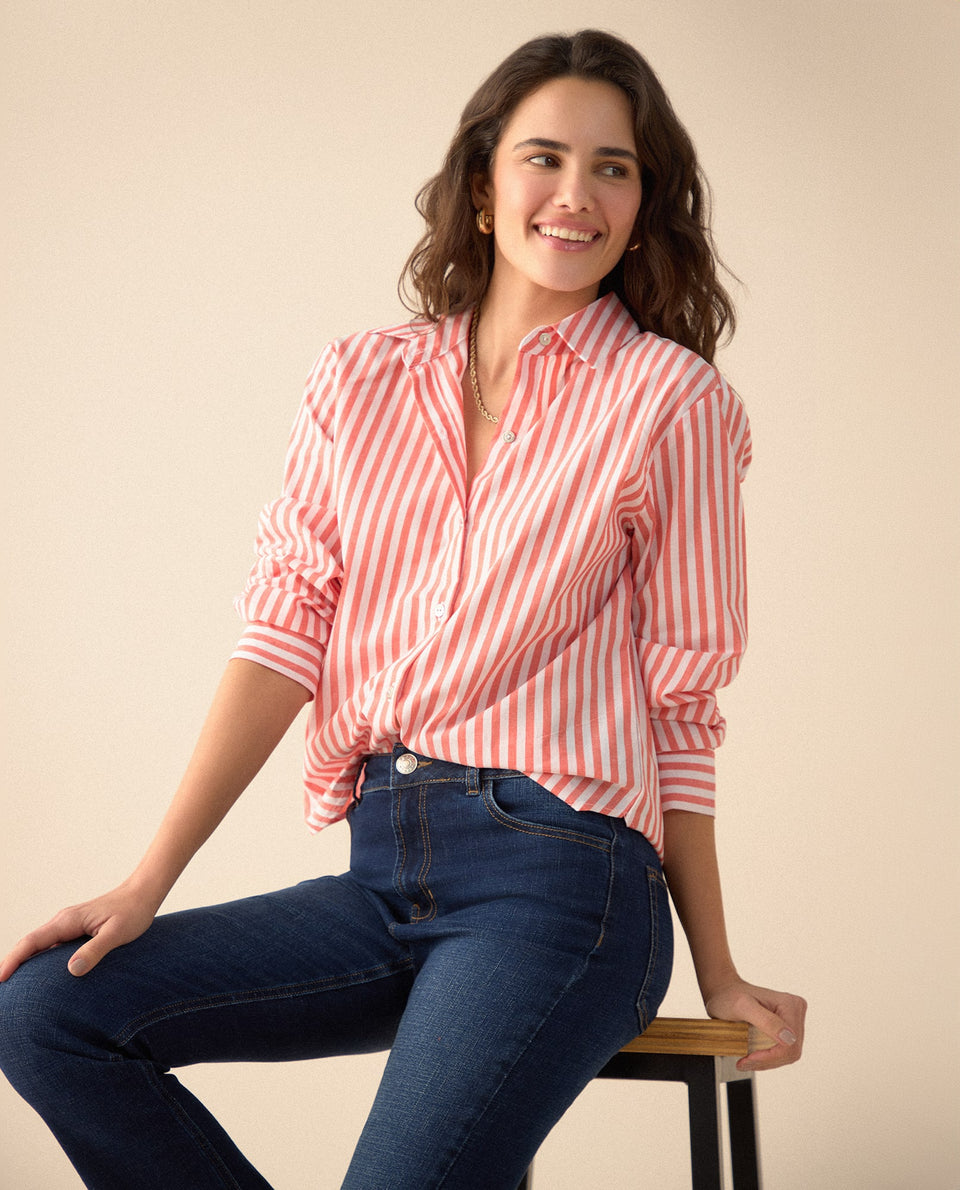 Camisa con diseño a rayas para mujer - Naranja 34_615F036_NAR171544_6