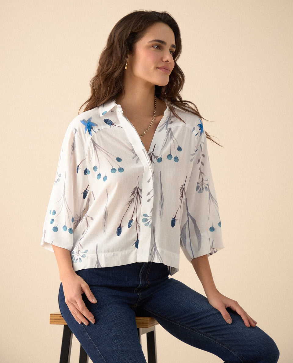Camisa manga 3/4 para mujer - Azul 34_615F041_AZU194120_3