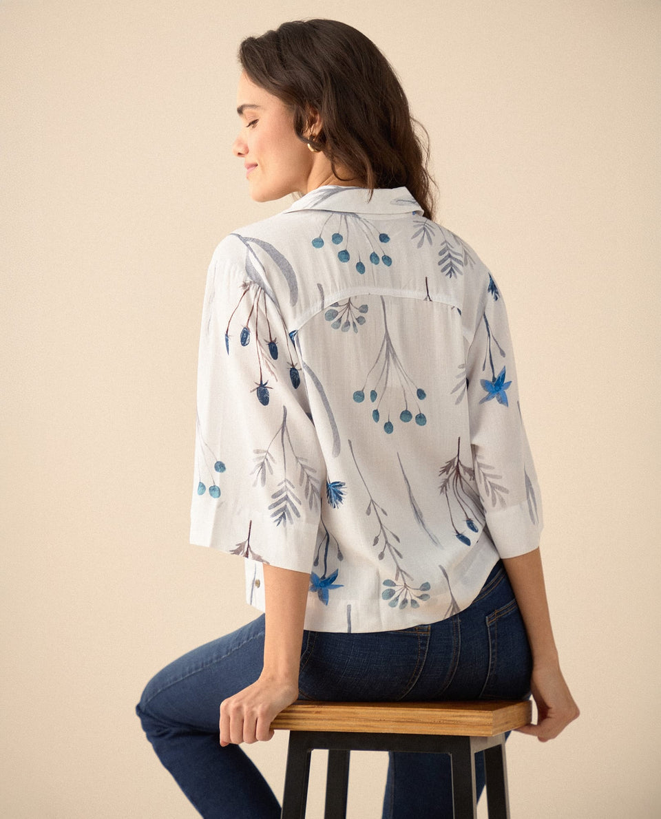 Camisa manga 3/4 para mujer - Azul 34_615F041_AZU194120_4