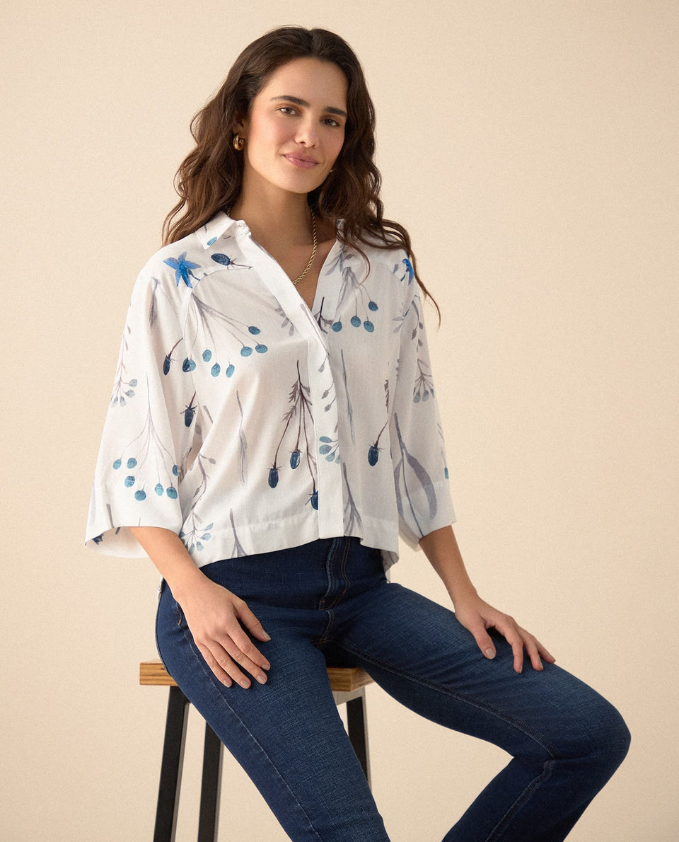 Camisa manga 3/4 para mujer - Azul 34_615F041_AZU194120_5
