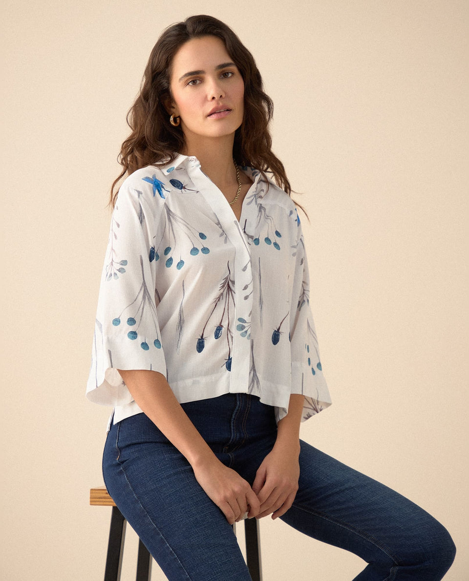 Camisa manga 3/4 para mujer - Azul 34_615F041_AZU194120_6